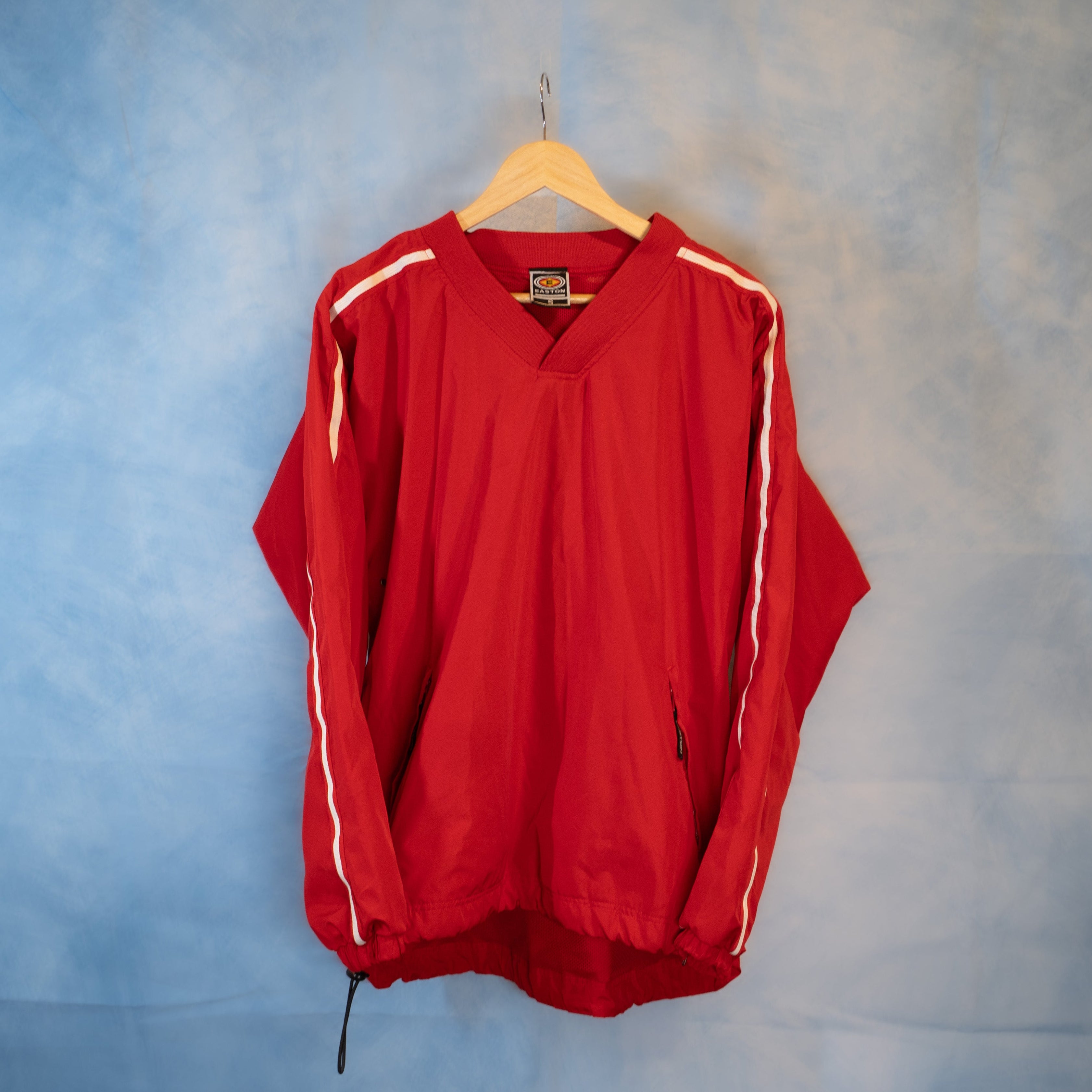 VTG Easton Baseball Windbreaker Pullover Jacket Mens S Red Vented Mesh Lined
