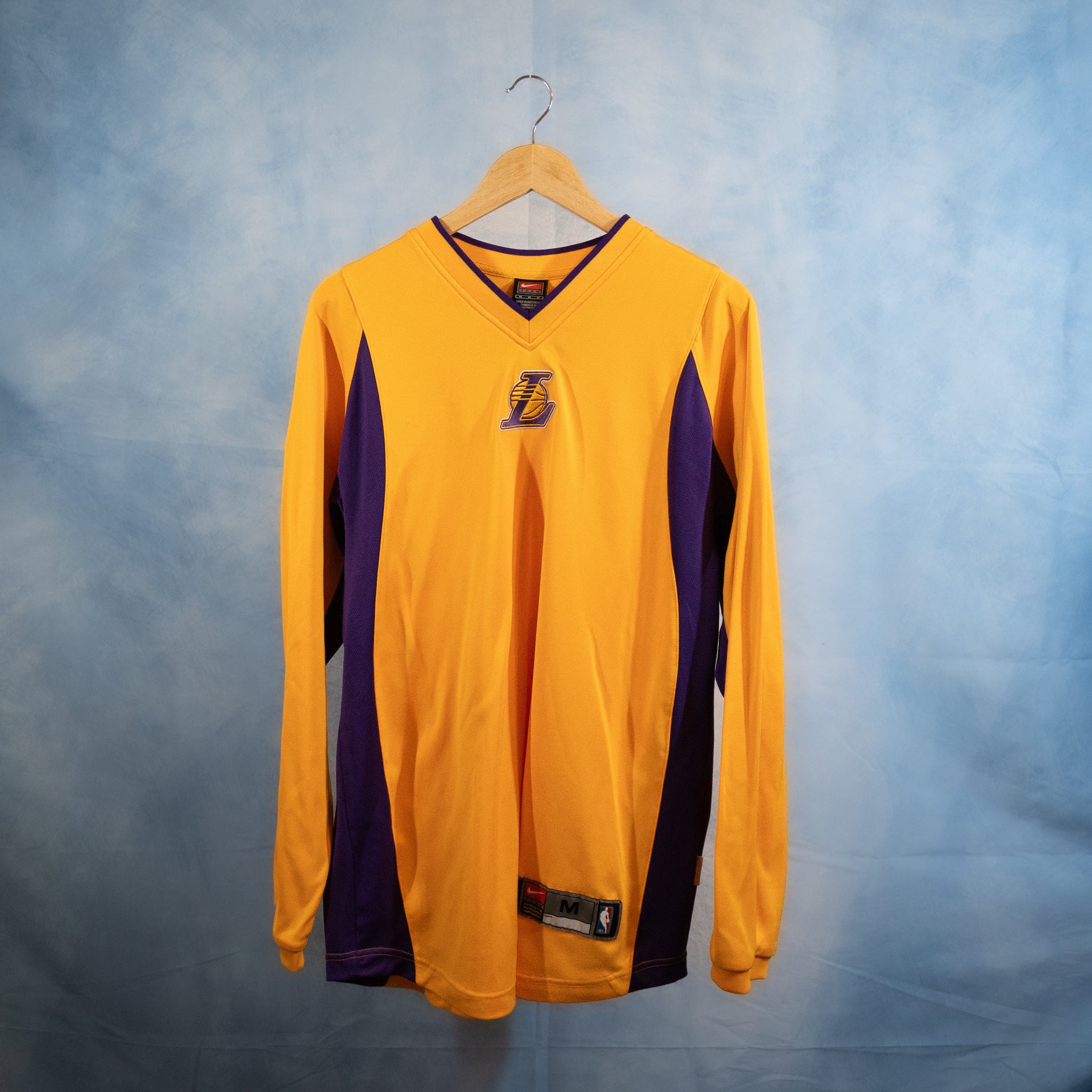 Los Angeles Lakers Nike Team Dri-Fit Long Sleeve Jersey Medium Yellow Purple