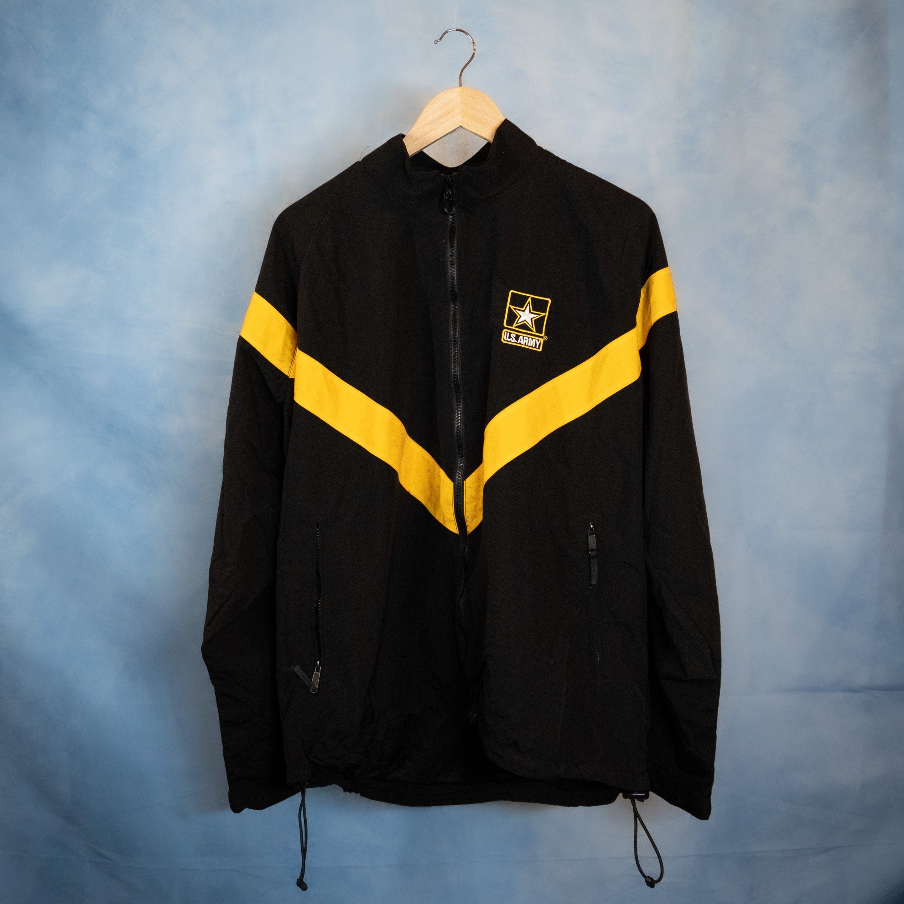 U.S. Army Official Recruitment Black Yellow Full Zip Windbreaker Jacket Men Large